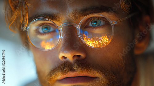 a man with glasses and a beard photo