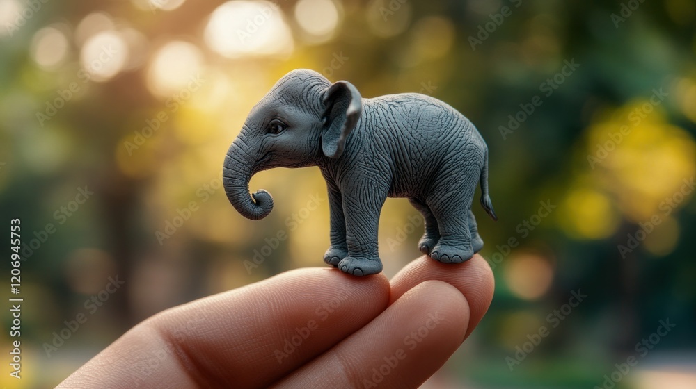 Fototapeta premium Tiny Elephant on a Fingertip
