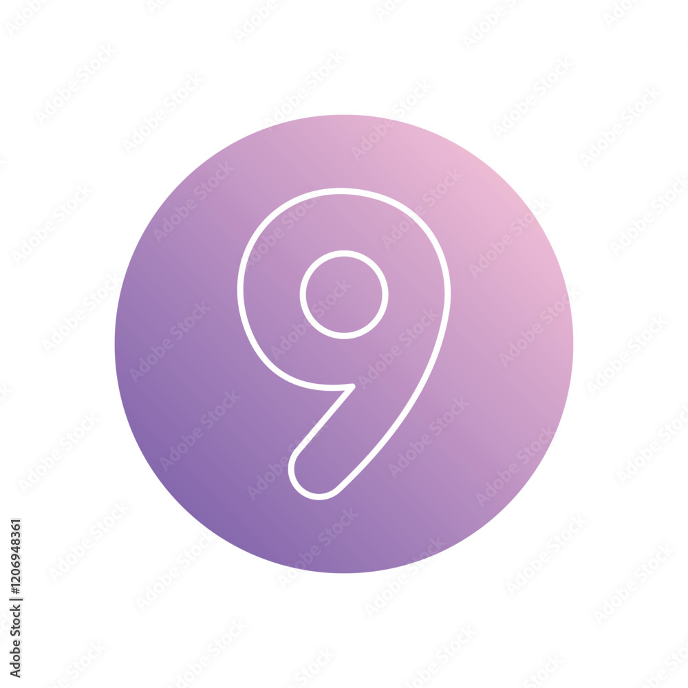 Number 9 icon isolated on a white background. Vector illustration. Number 9 icon isolated on a white background. Vector illustration.