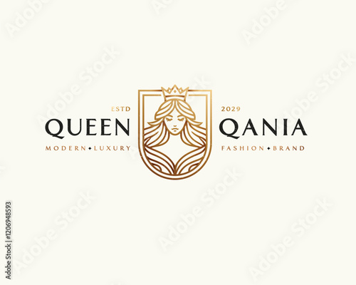 Luxury elegant queen crown logo brand for cosmetics, hotel, jewelry business company