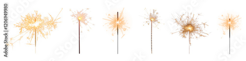 PNG Vibrant sparklers ignite celebration, isolated element set, transparent background