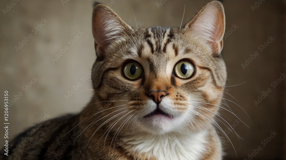 Close up portrait of a beautiful cat with big eyes expressing shock and surprise Close up portrait of a beautiful cat with big eyes expressing shock and surprise