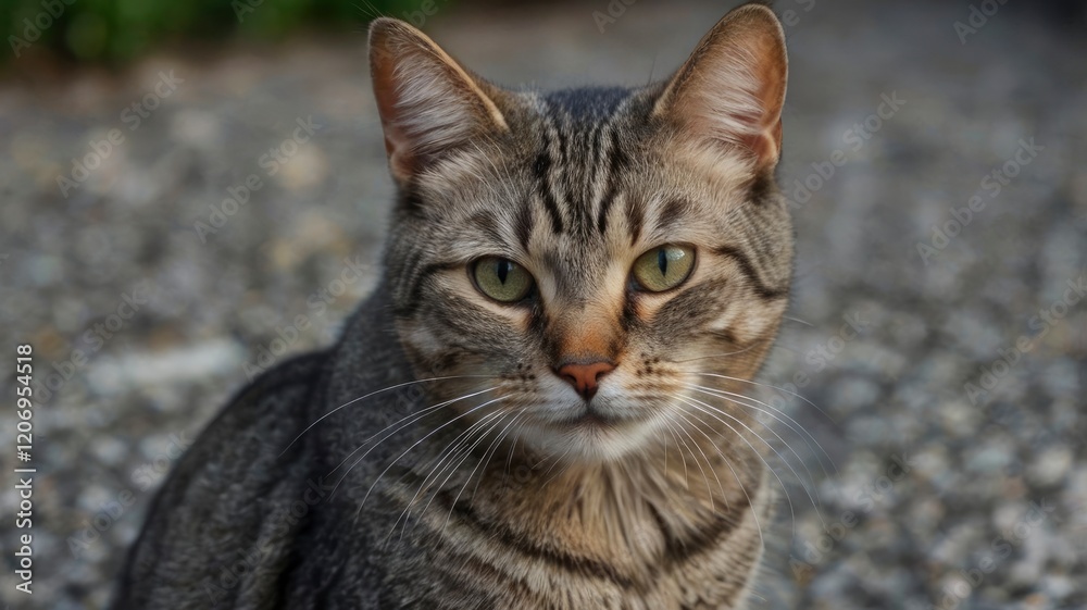 The expression on the gray village cat's face is not in a good mood The expression on the gray village cat's face is not in a good mood