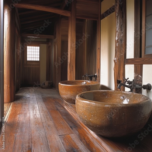 Wooden Bathroom with Earthe...