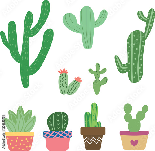 Cactus plant element set for decoration. cute for scrapbook, lifestyle theme and other