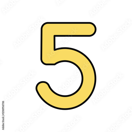 Number 5 icon isolated on a white background. Vector illustration.