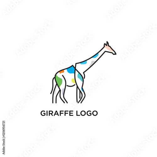 Simple minimal Giraffe vector logo outline style
