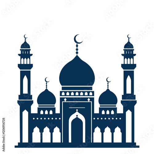 islamic architectural religious building mosque. vector illustration isolated on white background