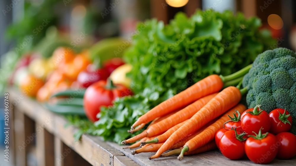 Fresh Organic Vegetables Displayed at a Local Farmers Market Fresh Organic Vegetables Displayed at a Local Farmers Market