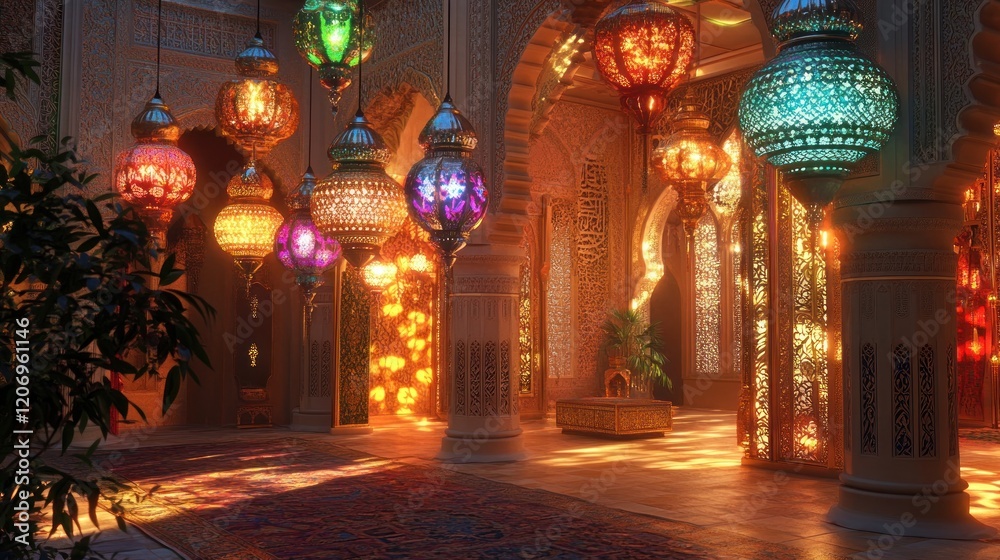 custom made wallpaper toronto digitalMystical Moroccan Lanterns Illuminating a Grand Hall