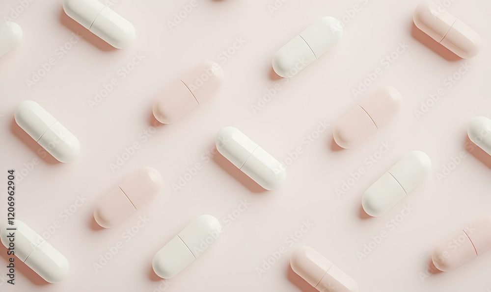 Intricate Illustration of Diverse Medicine Capsules, showcasing a variety of shapes, colors, and sizes, highlighting pharmaceutical design and usage. Intricate Illustration of Diverse Medicine Capsules, showcasing a variety of shapes, colors, and sizes, highlighting pharmaceutical design and usage.