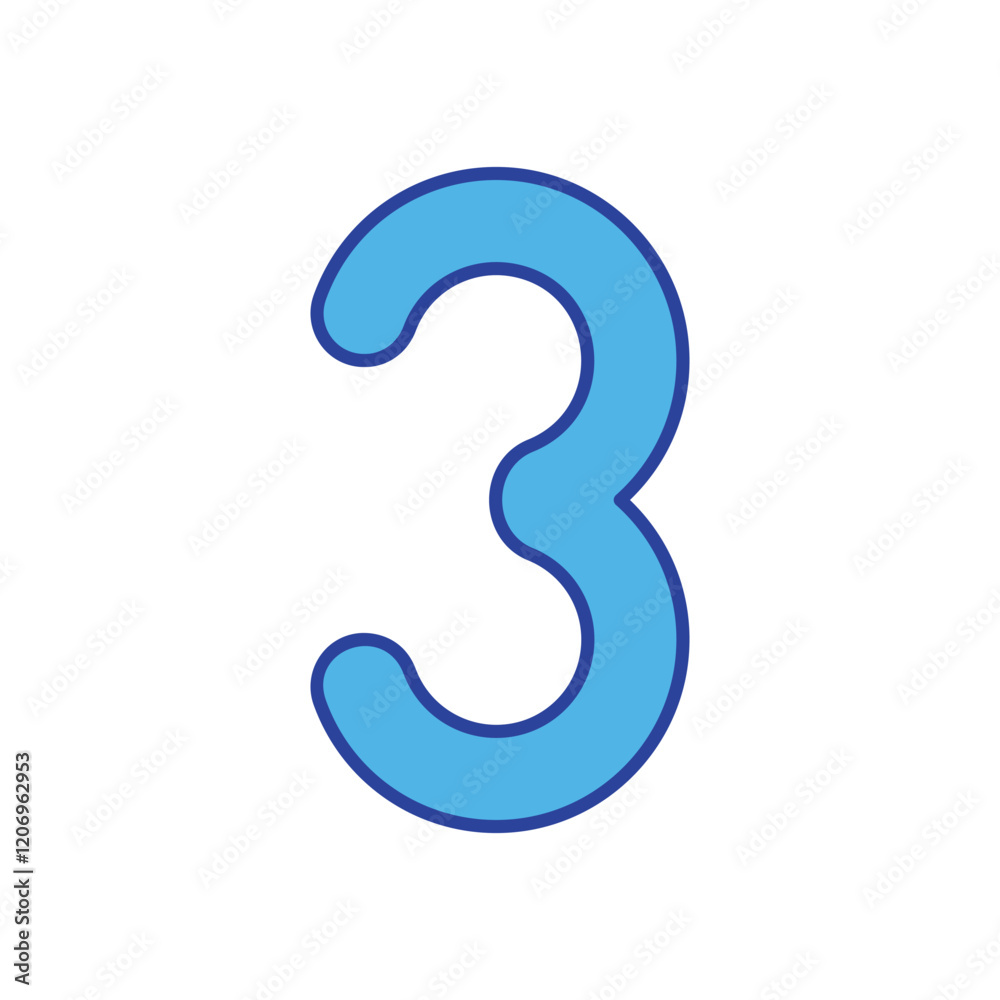 Number 3 icon isolated on a white background. Vector illustration. Number 3 icon isolated on a white background. Vector illustration.