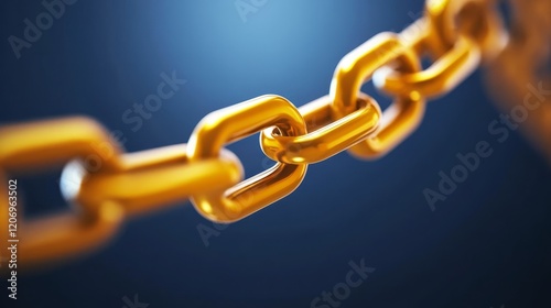 Gleaming gold chain adorned on a vibrant blue backdrop, captivating display of luxury and style