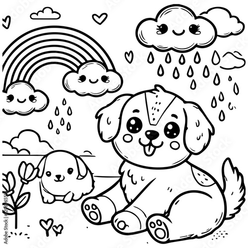 Happy Puppy Coloring Pages for Toddlers