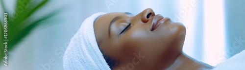 Soothing facial massage, a woman experiences relaxation and rejuvenation