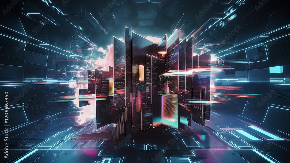 3d visualization of data and glitch technology background abstract technology innovation future digital background 3d rendering 3d visualization of data and glitch technology background abstract technology innovation future digital background 3d rendering