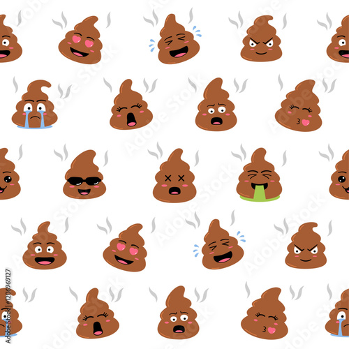 dung characters seamless pattern cute  vector background