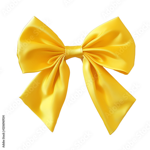 yellow bow isolated on white or transparent background, png