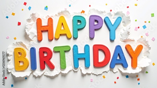 Vibrant Happy Birthday Card with Torn Paper Effect