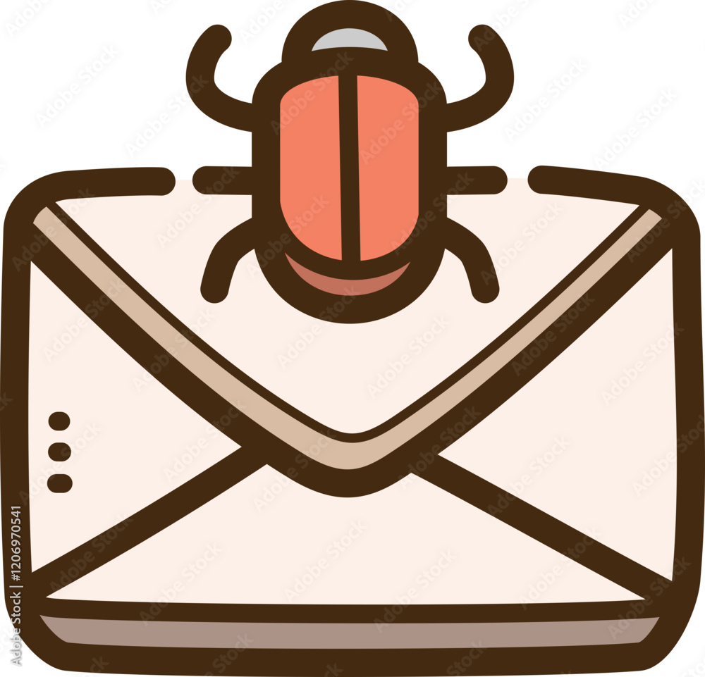 Email bug vector doodle illustration and graphic Email bug vector doodle illustration and graphic