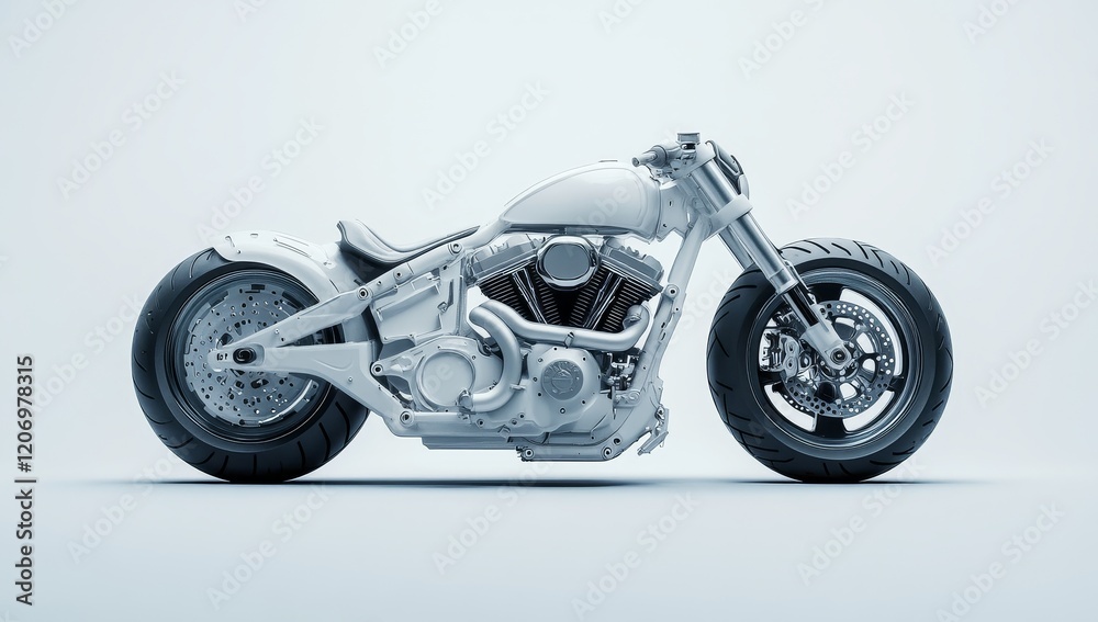 Clay model of a custom chopper motorcycle. Clay model of a custom chopper motorcycle.