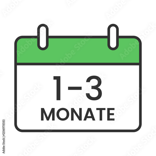 1 to 3 Months. Timeline, Real Estate Duration, Property Development. Vector Editable Stroke Icon.