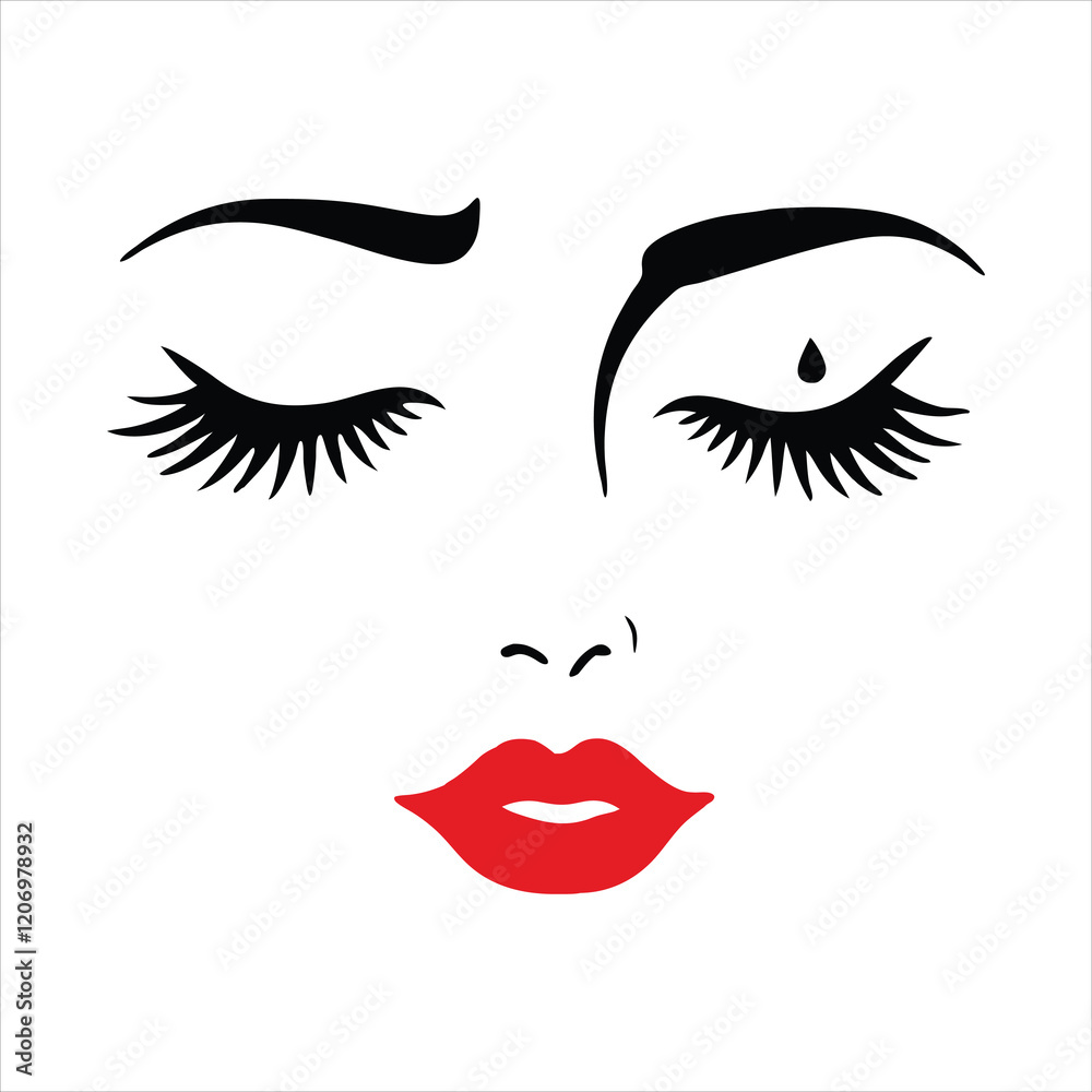 A stylized, graphic portrait of a woman's face. A stylized, graphic portrait of a woman's face.