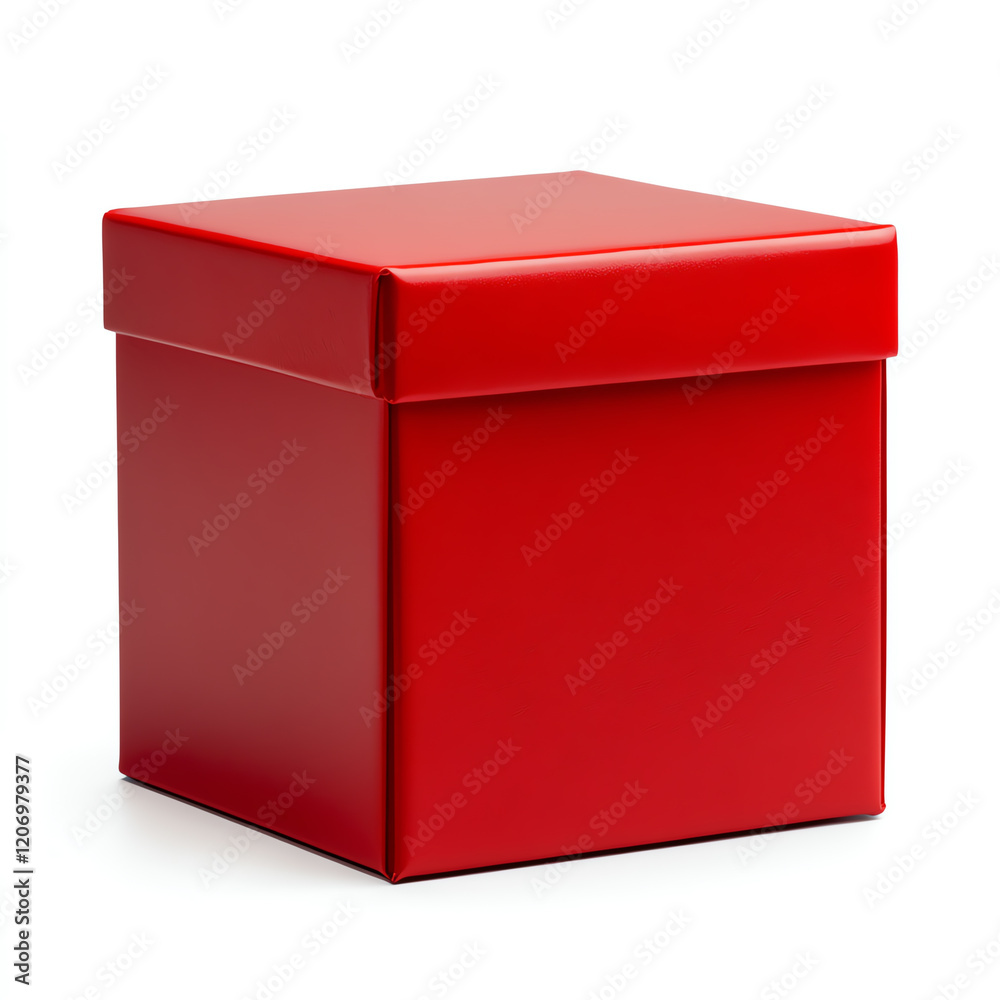 Fototapeta premium A vibrant, glossy red box perfect for gift wrapping or storage, adding a pop of color to any space.
