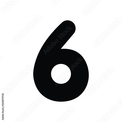 Number 6 icon isolated on a white background. Vector illustration.