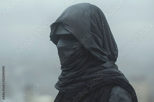 Mysterious Figure in a Black Hood