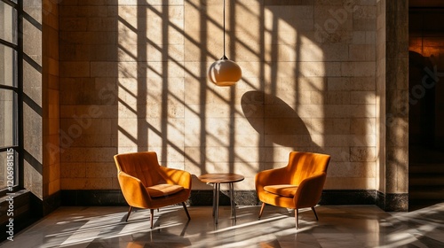 Sunny Lobby Lounge Chairs Meeting Space Sunlight