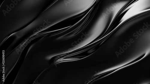 Futuristic black holographic background with dynamic waves
