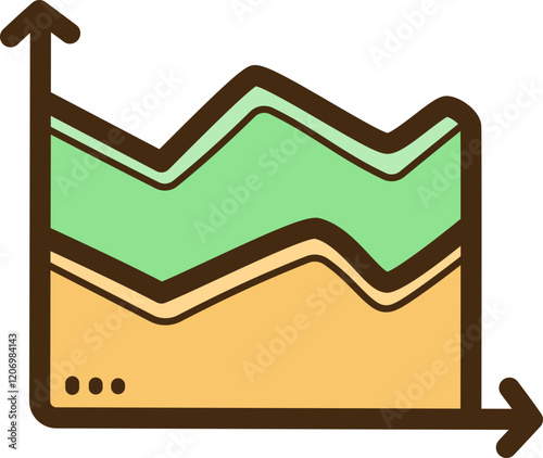 Stacked area chart vector doodle illustration and graphic