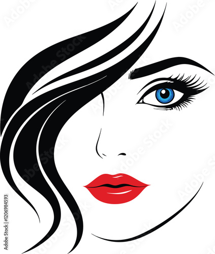 Stylish woman's face with glamorous makeup, perfect for beauty and fashion.