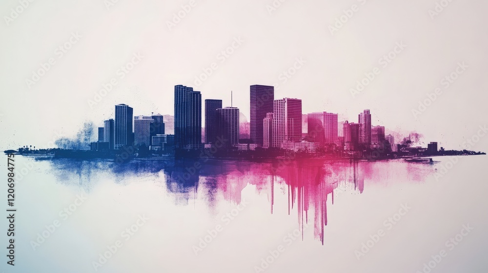 Fototapeta premium A panoramic shot of the Miami skyline, emphasizing its modern architecture and coastal appeal