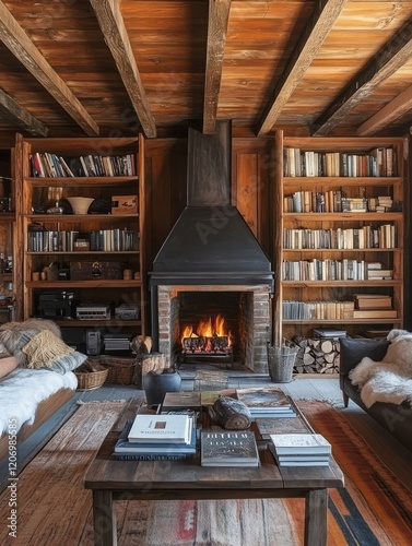 Rustic Cabin Living Room Wi...