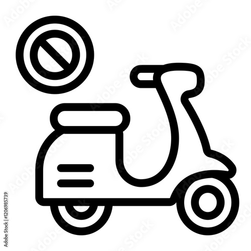 No Motorcycle Line Icon