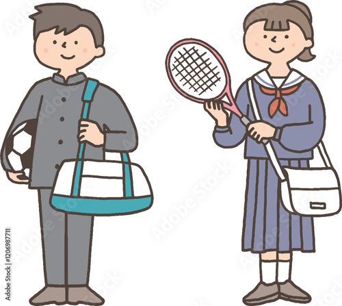 部活に入っている学生服の男女
