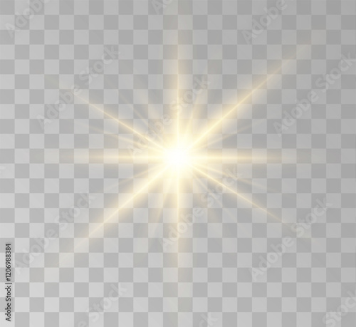 Transparent yellow sunlight special lens flash light effect. Front solar flare lenses	