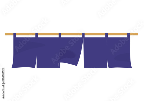 のれん　5巾　紺色　めくれあり