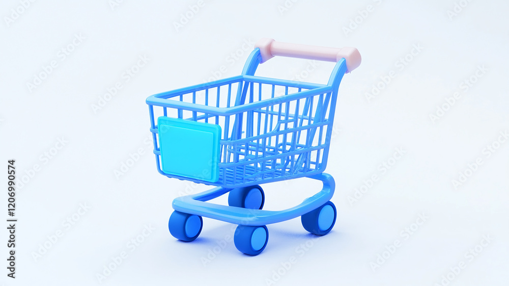 3d realistic blue shopping cart isolated on white background 3d realistic blue shopping cart isolated on white background