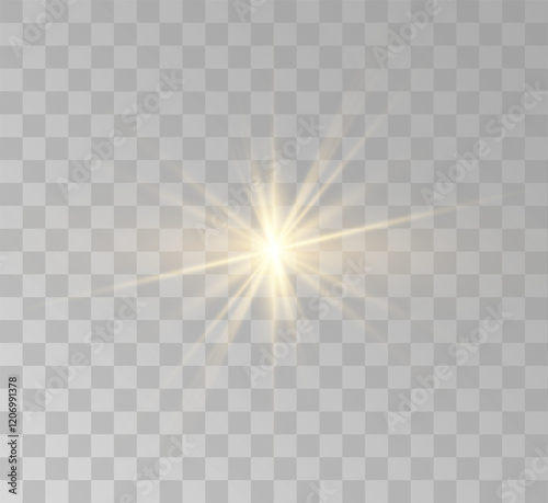 Transparent yellow sunlight special lens flash light effect. Front solar flare lenses	