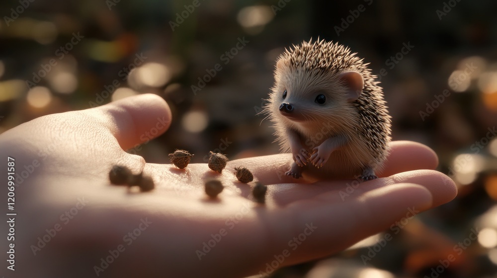 Fototapeta premium Cute Hedgehog on Hand