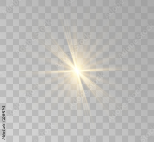 Transparent yellow sunlight special lens flash light effect. Front solar flare lenses	