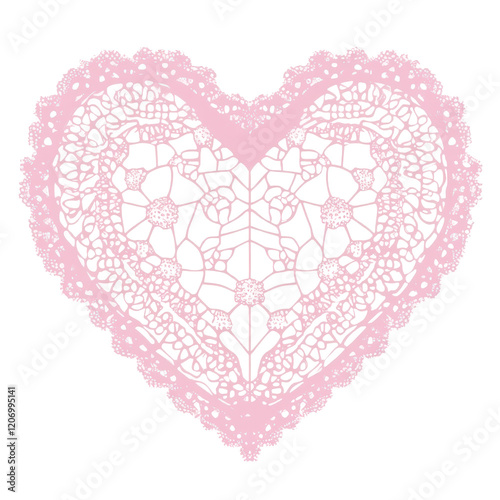 Delicate Lace Heart: A heart shaped lace doily, meticulously crafted with intricate floral designs, evokes a sense of vintage charm and romantic elegance. 