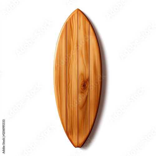 A classic wooden surfboard with a smooth finish, perfect for surfing enthusiasts and beach lifestyle imagery. photo