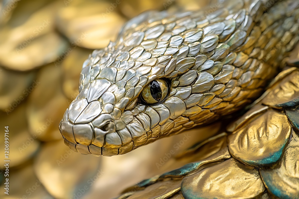 Fototapeta premium Portrait of a Snake in Closeup Representing the Chinese Zodiac Year.