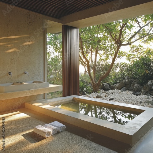 Serene Outdoor Bathroom Spa...
