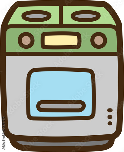 Gas stove vector doodle illustration and graphic
