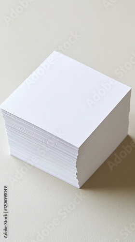 Professional Blank Business Cards Stack: Top View of Customizable Templates on White Background. Clean, Minimalist Design for Corporate Branding, Marketing Materials, and Personal Networking with Ampl